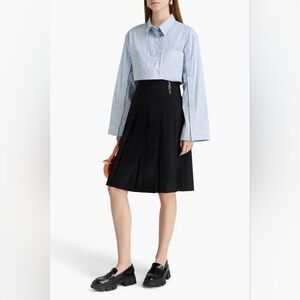 MARNI Pleated Front Black Woven Wool Blend Skirt IT 36 US 0 XS Org $1,100